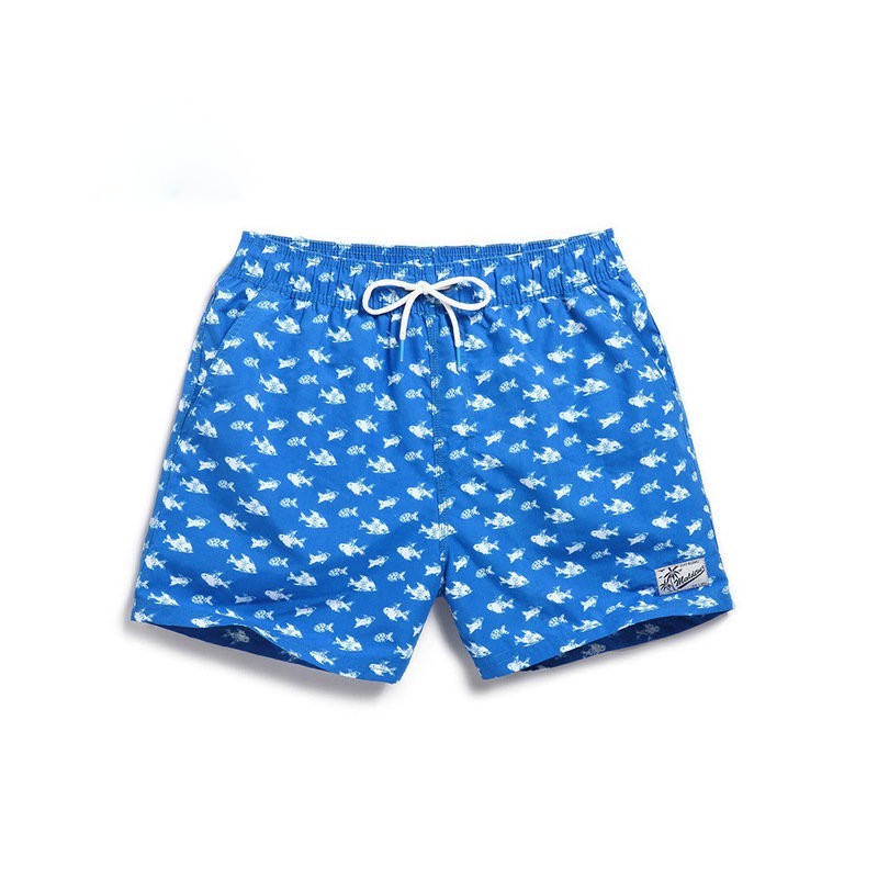 Short Male Bathing Suit Small Fish Print
