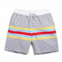 Short Branco Masculino Listrado Praia Casual Estilo Limpo