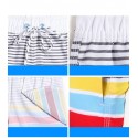 Short Branco Masculino Listrado Praia Casual Estilo Limpo