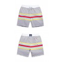 Short Branco Masculino Listrado Praia Casual Estilo Limpo