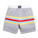 Short Branco Masculino Listrado Praia Casual Estilo Limpo