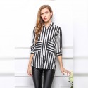 Striped Shirt Women Formal Elegant Modern Black and White