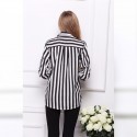 Striped Shirt Women Formal Elegant Modern Black and White