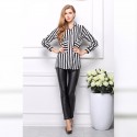 Striped Shirt Women Formal Elegant Modern Black and White