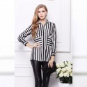 Camisa Listrada Feminina Formal Elegante Moderno Preto e Branco