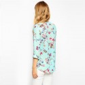 Blue Floral Blouse Casual Women Sleeveless Summer Long