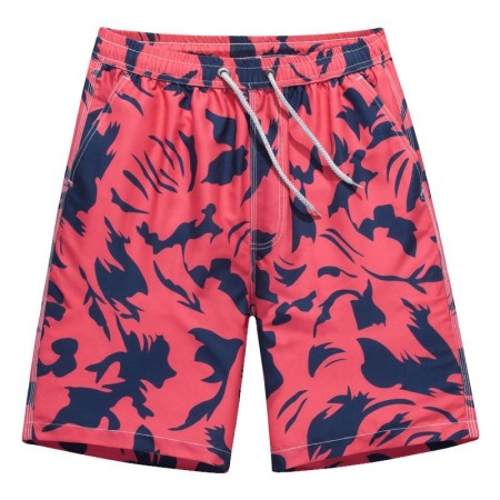 Short de Banho Masculino Estampado Abstrato Modelo Médio