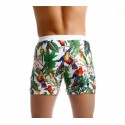 Bermuda de Banho Abertada Masculina Estampada Floresta Tropical