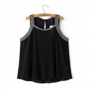 BBlusa Casual de Linho Feminino Preto e Branco de Verão