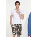 Bermuda Estampada Masculina Floral Ajustavelo Casual