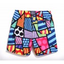 Short Estampado Masculino Arte de Romero Brito Colorido Abstrato