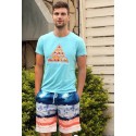 Bermuda Estampada Masculina de praia Verão Casual Confortavel