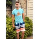 Bermuda Estampada Masculina de praia Verão Casual Confortavel