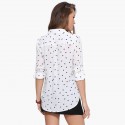 White Stamped Shirt Hearts Women's Casual