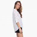 White Stamped Shirt Hearts Women's Casual