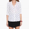 White Stamped Shirt Hearts Women's Casual