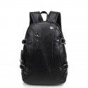 Mochila Estilo Rock Star Preta Masculina Couro Liso Escolar ou Casual