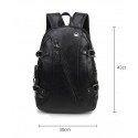 Mochila Estilo Rock Star Preta Masculina Couro Liso Escolar ou Casual