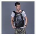 Mochila Preta de Trabalho Masculina Couro Impermeavel Estilosa Escolar