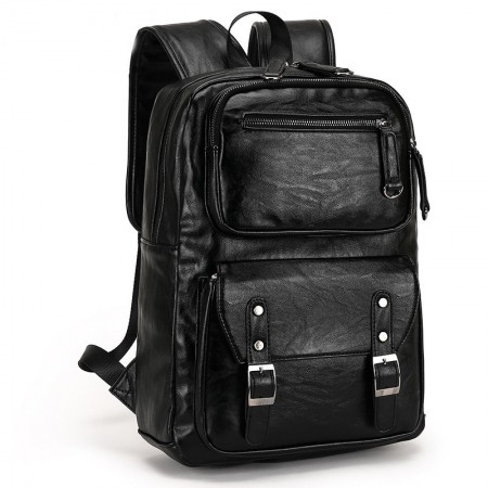 Bolsa Polo Masculina de Viagem em Couro Preto Elegante Grande