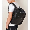 Men's Business Black Backpack Sophisticated Leather Slim USB Battery