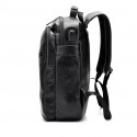 Men's Business Black Backpack Sophisticated Leather Slim USB Battery