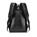 Men's Business Black Backpack Sophisticated Leather Slim USB Battery