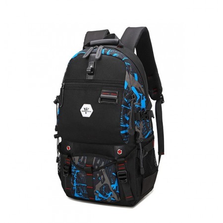 Mochila Masculina Estampada Masculina Bateria USB Charge Escolar