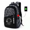 Student Oxford Backpack with USB Stamped Unisex Drawings