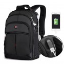 Black Laptop Backpack Notebook USB Charger Free Shipping