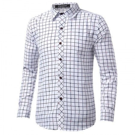 Camisa Slim Fit Social Masculina Xadres Manga Longa