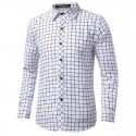 Shirt Slim Fit Social Men's Long Sleeve Plaid