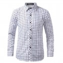 Shirt Slim Fit Social Men's Long Sleeve Plaid