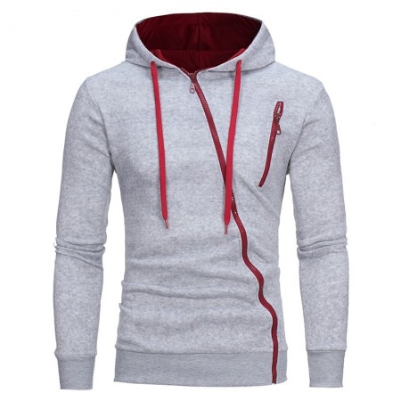 Moletom Limpo Casual Zíper Masculino Com Capuz Moda Inverno Transversa