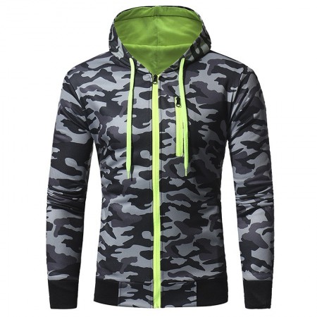 Men's Casual Camouflage Hooded Sweatshirt Ziper
