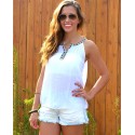 White Beach Blouse Women Decorated Regatta