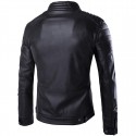 Jaqueta Couro Liso Moto Masculina Trabalho Casual Slim Manga Longa