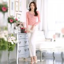 Income Working Women's Long Sleeve Blouse Pink