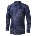 Shirt Slim Fit Social Men's Long Sleeve Plaid