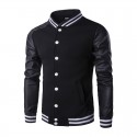 Hooded jacket Casual Male College Shredded Leather Sleeves