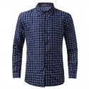 Shirt Slim Fit Social Men's Long Sleeve Plaid