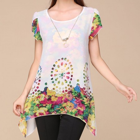 Flower Blouses Colored Womenswear Spring