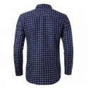 Shirt Slim Fit Social Men's Long Sleeve Plaid