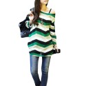 Striped blouse Women's Fashion Winter Purple Long Sleeve pullovers