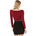 Mini Blouse T Women's Long Sleeve Red and Black Fri