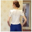 Blouse Top T Women's White Lace Casual V-Neck