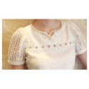 Blouse Top T Women's White Lace Casual V-Neck