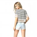 Mini Blouse Striped Women Top T Gray Casual Summer Beach Fashion