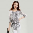 Blouse Long White Embossing Graphite Ladies Casual Top T