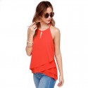 Blouse with Ruffles Women Orange Summer Women